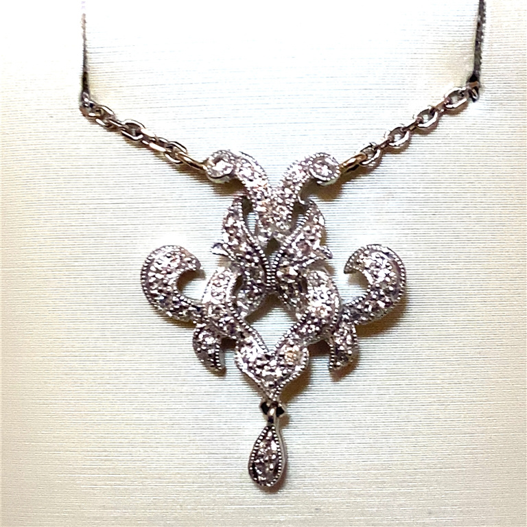 14k White Gold Diamond Necklace