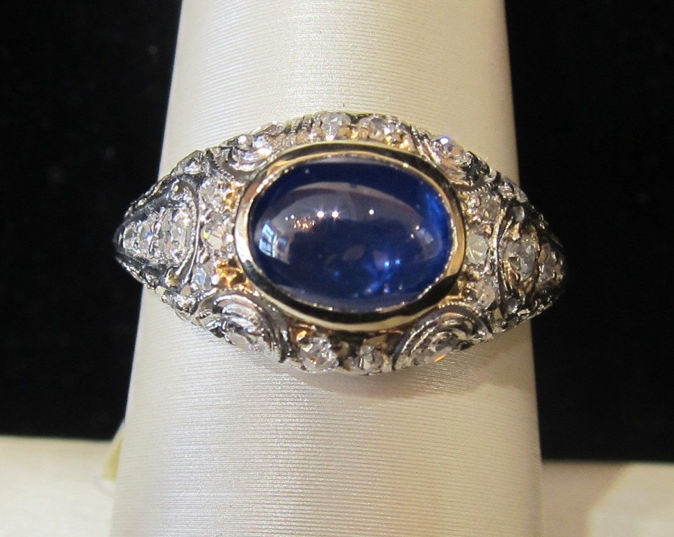 Platinum Diamond & Sapphire Ring