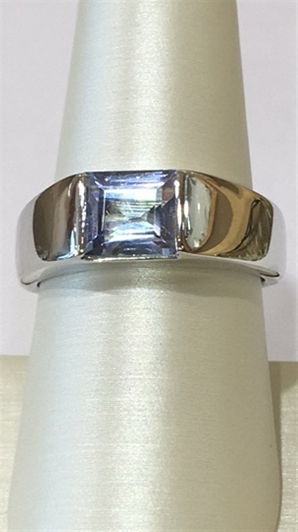 14k White Gold Blue Topaz & Topaz Ring