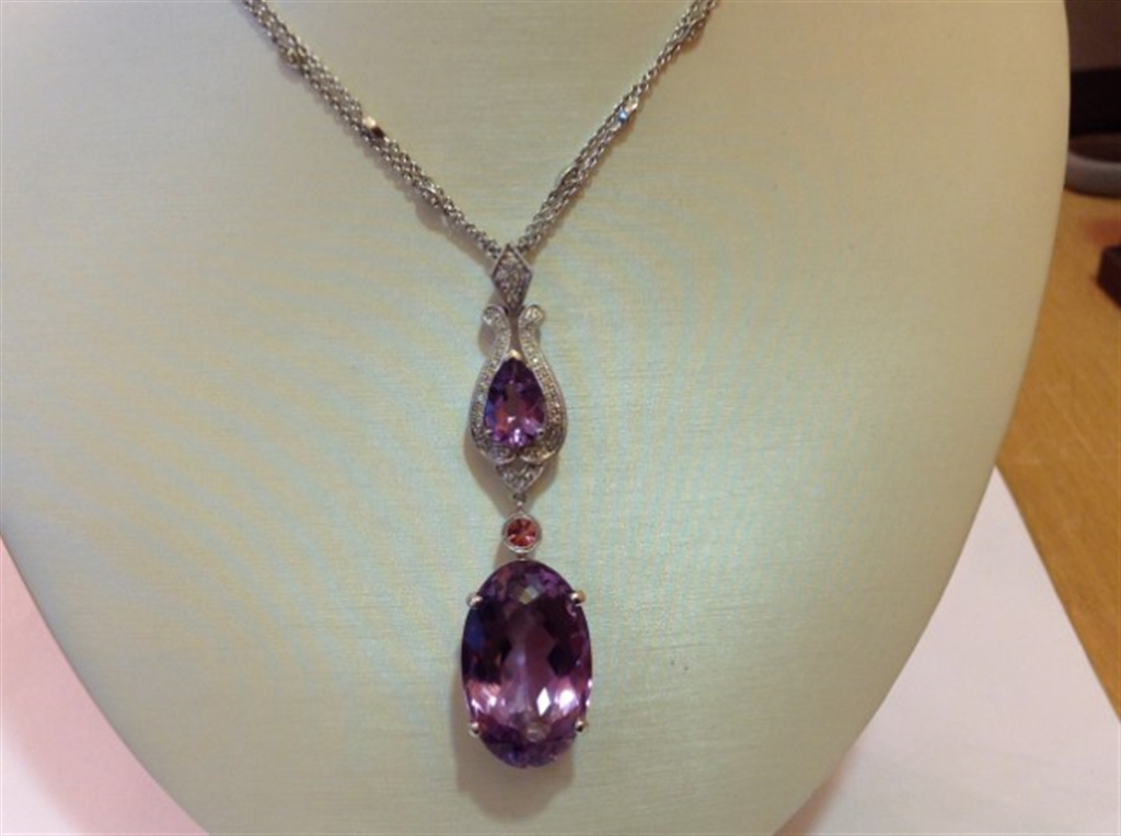 14k White Gold Amethyst Necklace