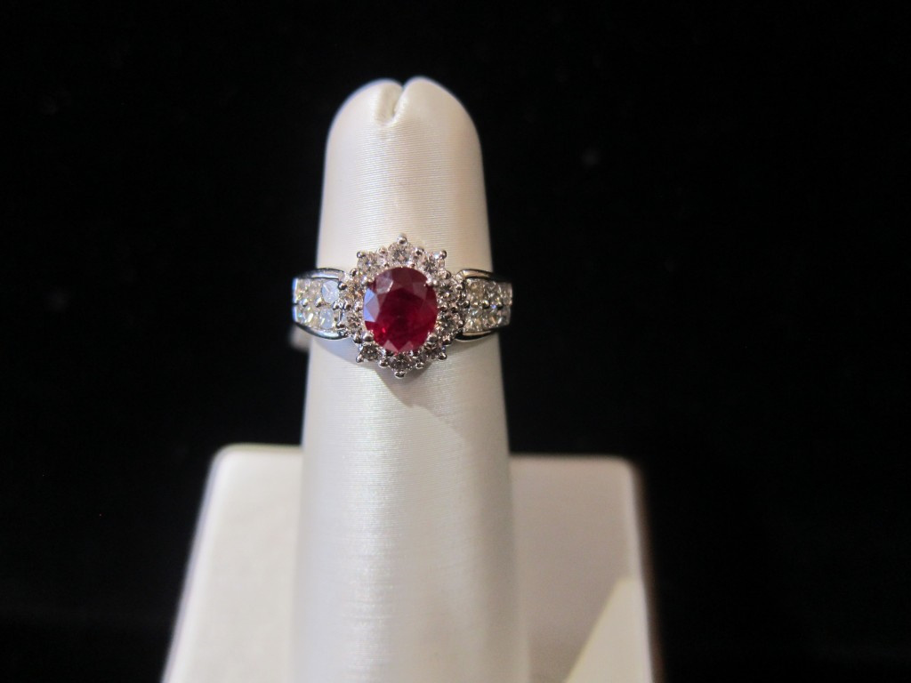 Platinum Diamond & Ruby Ring