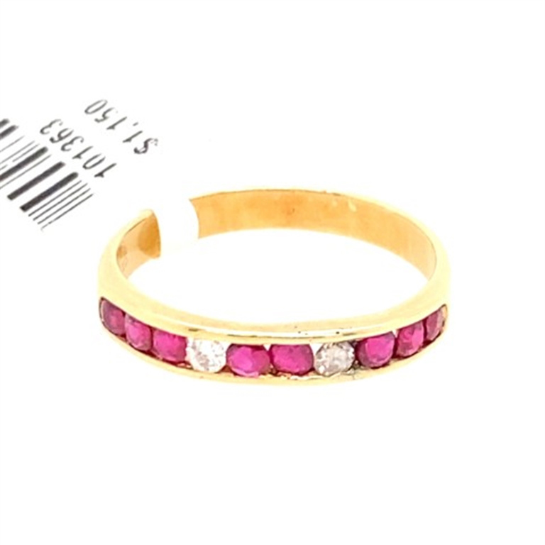 14k Yellow Gold Diamond & Ruby Ring