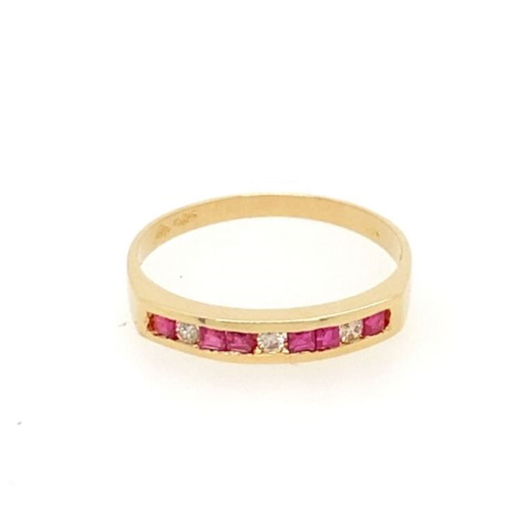 14k Yellow Gold Diamond & Ruby Ring