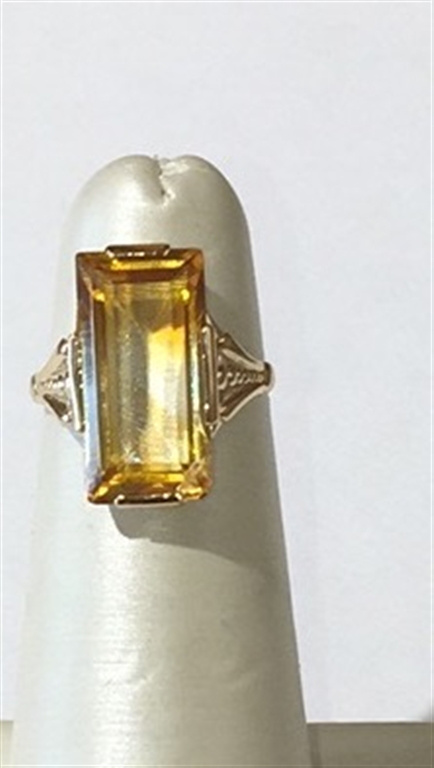 14k Yellow Gold Emerald & Citrine Ring