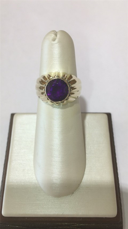 18k Yellow Gold Blue Topaz & Amethyst Ring