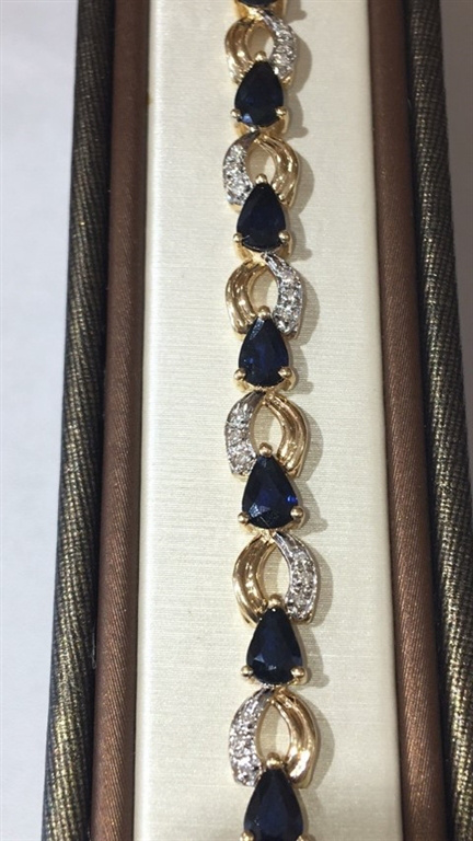 14k Yellow Gold Diamond & Sapphire Bracelet