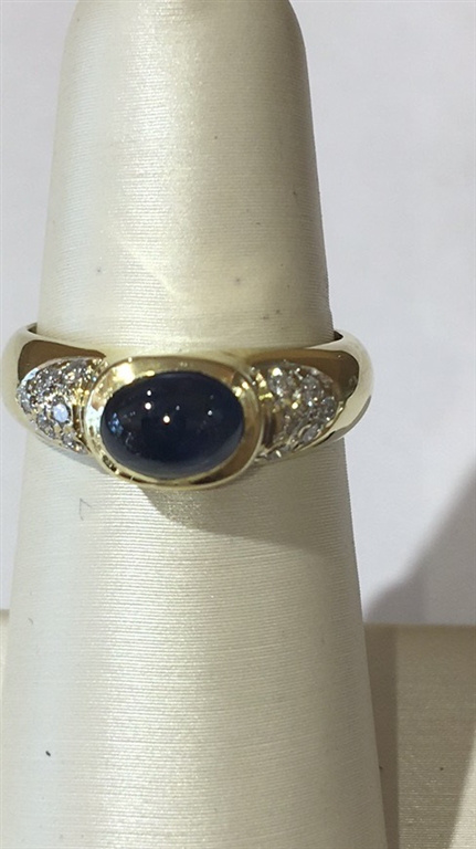 18k Yellow Gold Diamond & Sapphire Ring