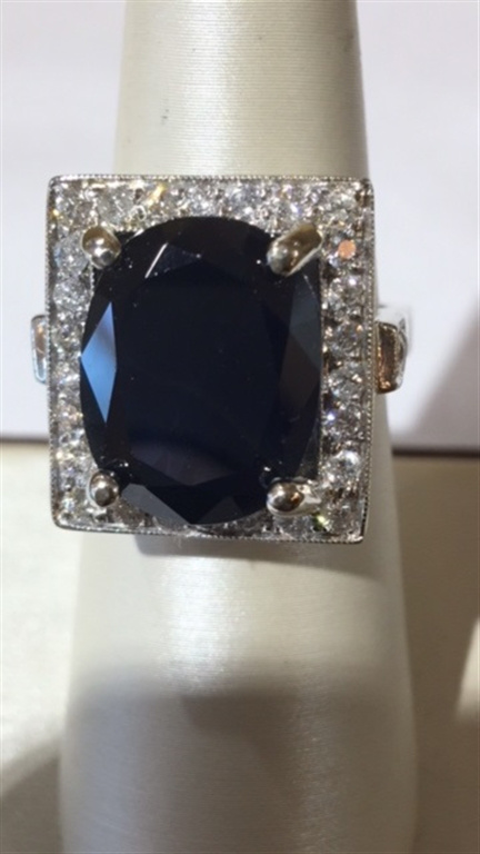 14k White Gold Diamond & Sapphire Ring