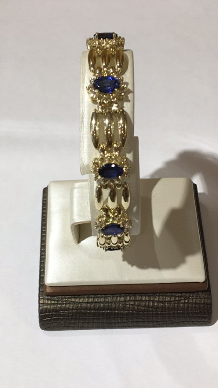 14k Yellow Gold Diamond & Sapphire Bracelet