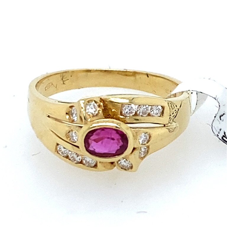 18k Yellow Gold Diamond & Ruby Ring