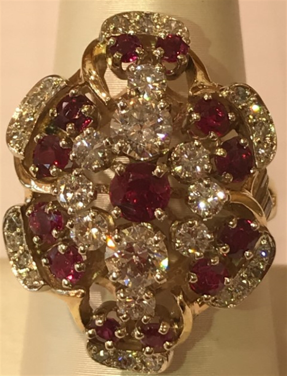 14k Yellow Gold Diamond & Ruby Ring