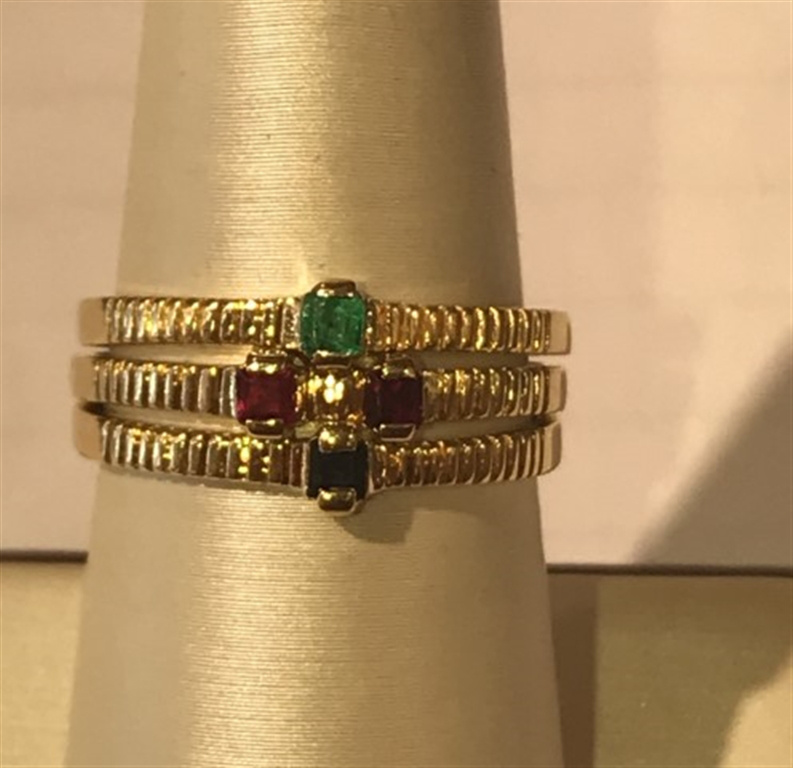 18k Yellow Gold Ruby & Sapphire Ring