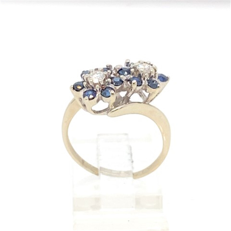 14k White Gold Diamond & Sapphire Ring