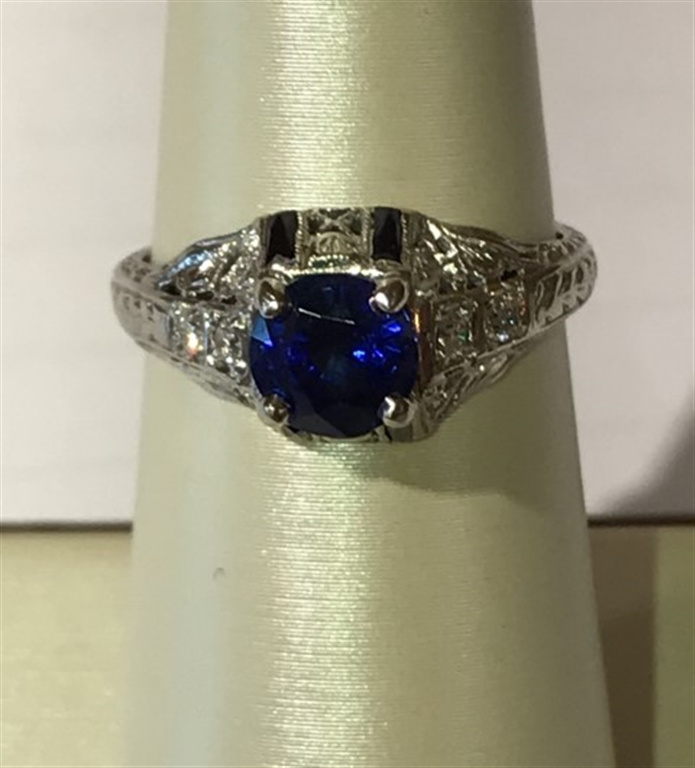 Platinum Diamond & Sapphire Ring