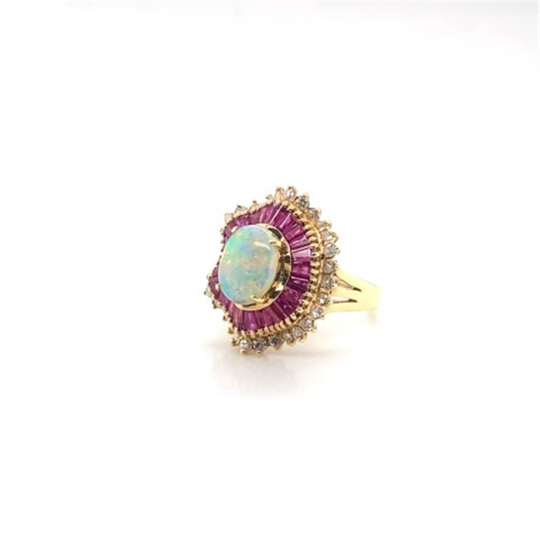 18k Yellow Gold Diamond & Ruby Ring