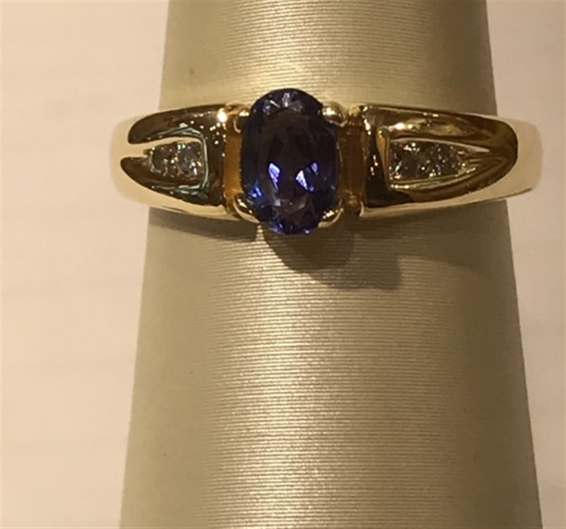 14k Yellow Gold Diamond & Tanzanite Ring