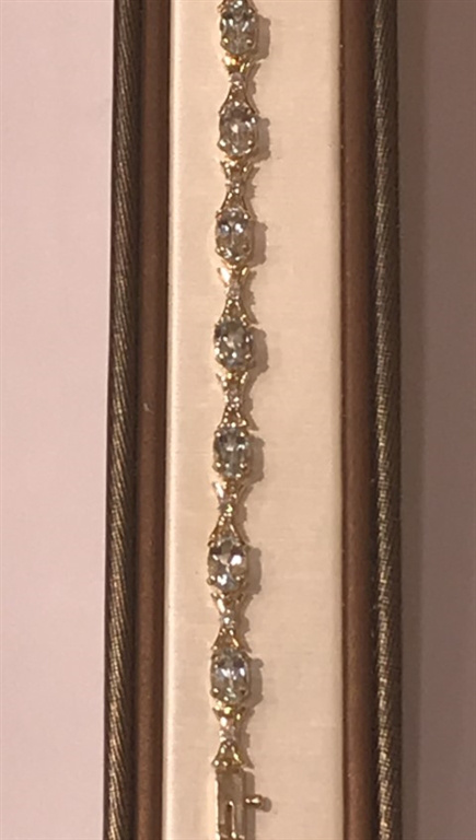 14k Yellow Gold Blue Topaz & Diamond Bracelet