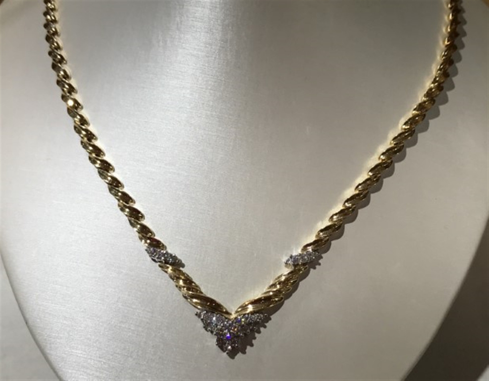 14k Yellow Gold Diamond Necklace