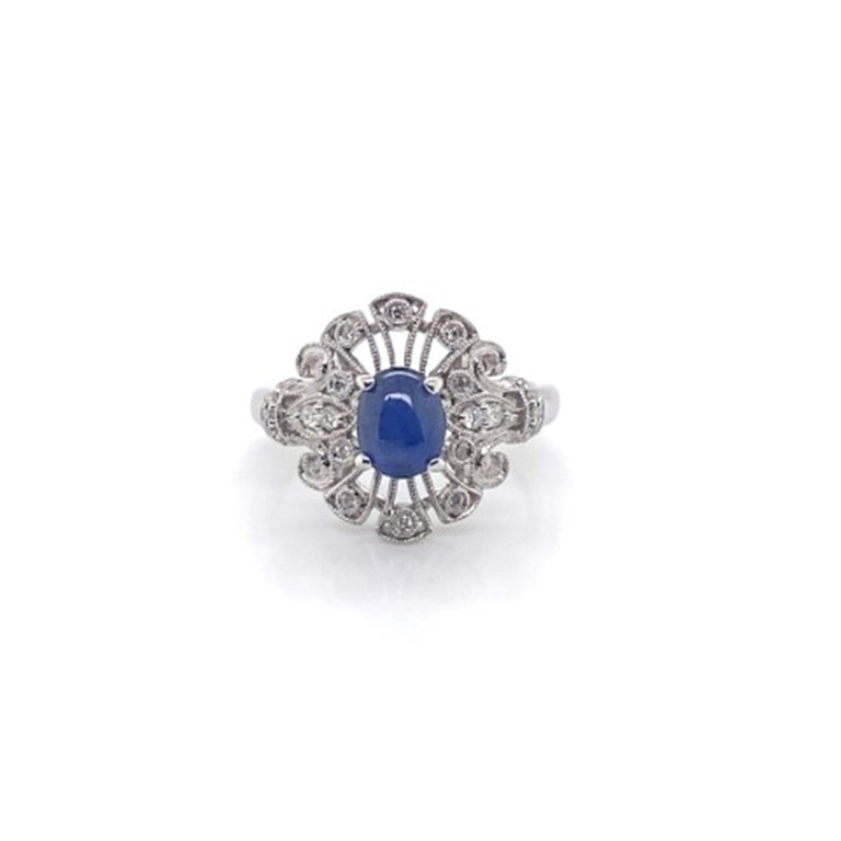 18k White Gold Diamond & Sapphire Ring