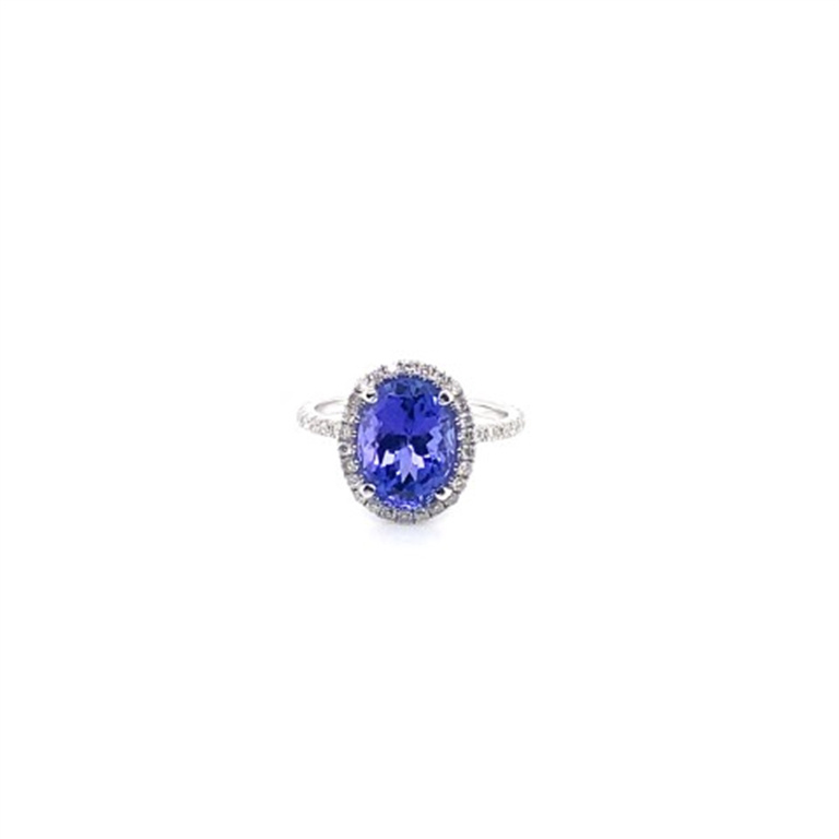 14k White Gold Diamond & Tanzanite Ring