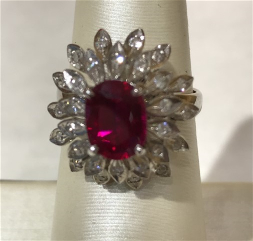 18k White Gold Diamond & Tourmaline Ring