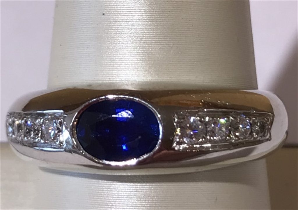 Platinum Diamond & Sapphire Ring