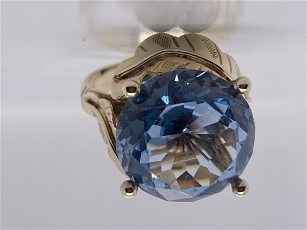 14k Rose Gold Blue Topaz & Topaz Ring