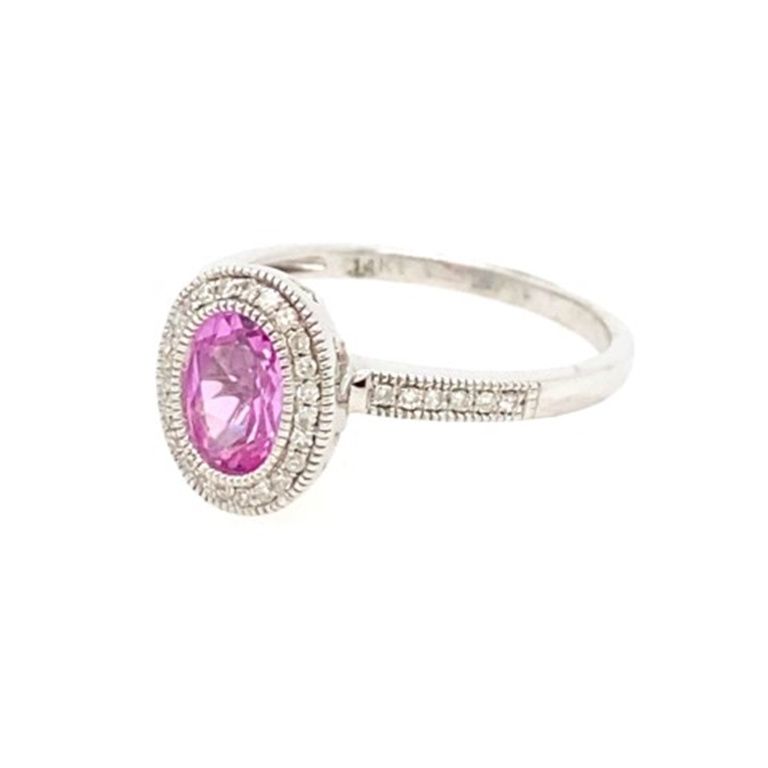 14k White Gold Diamond & Topaz Ring