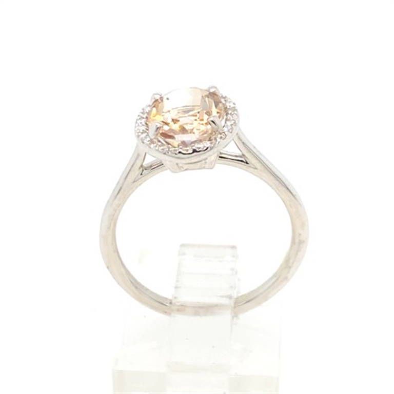 14k White Gold Diamond & Topaz Ring