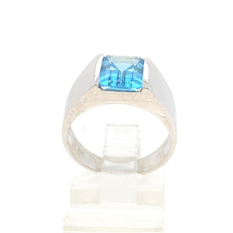 14k White Gold Blue Topaz & Topaz Ring