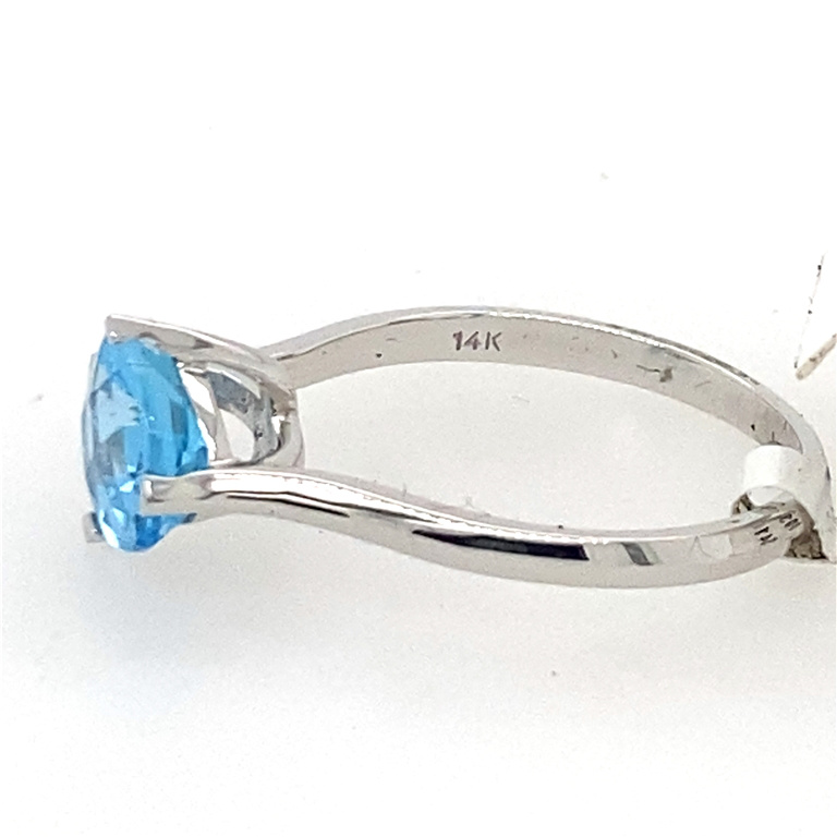 14k White Gold Blue Topaz & Topaz Ring