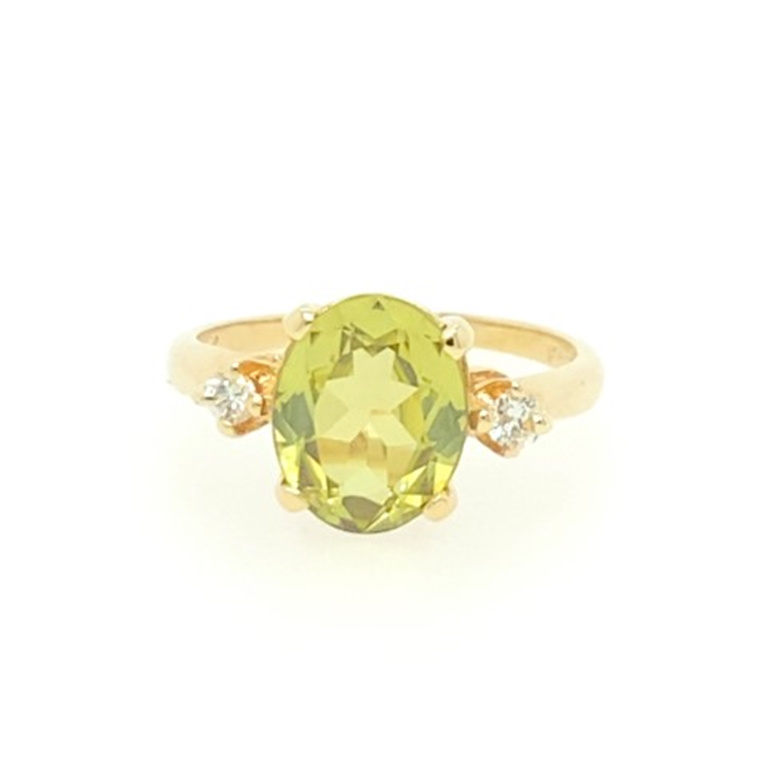 14k Yellow Gold Diamond & Peridot Ring