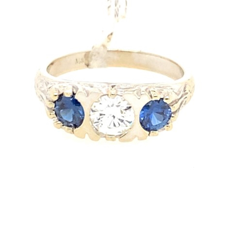 14k White Gold Diamond & Sapphire Ring