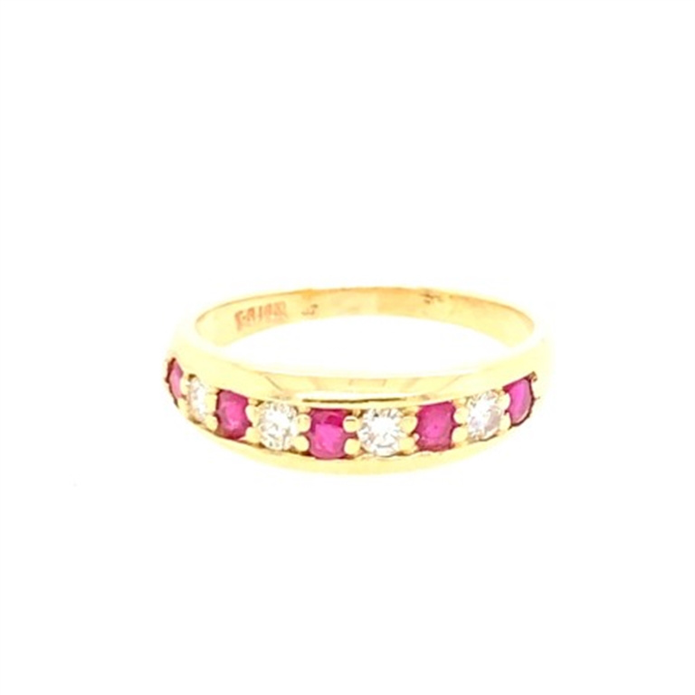 18k Yellow Gold Diamond & Ruby Ring