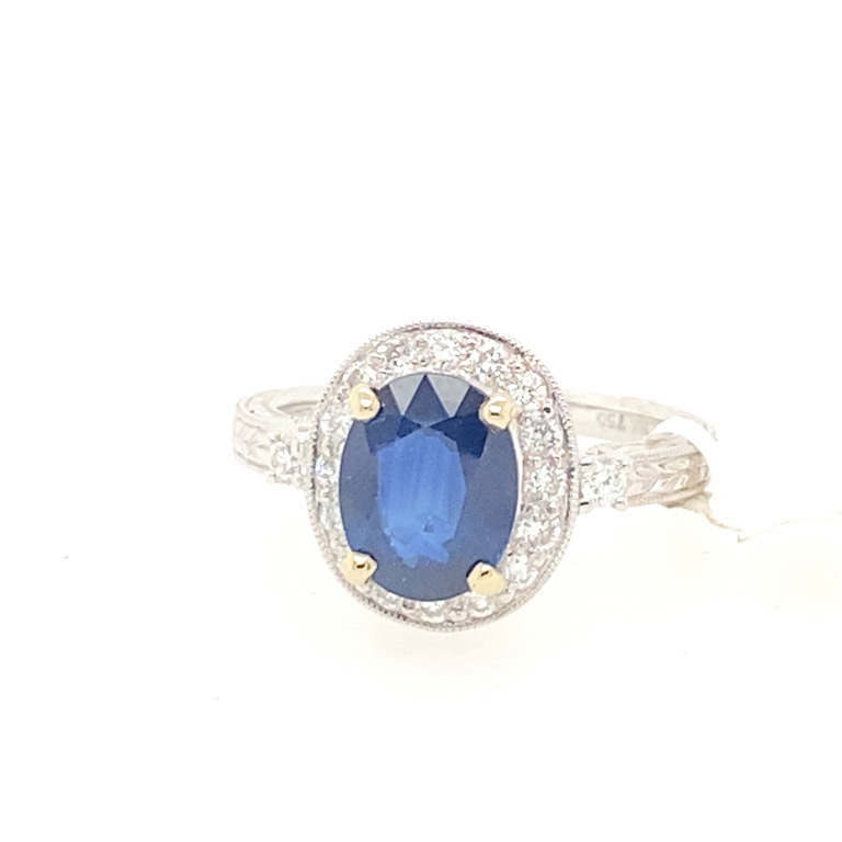 18k White Gold Diamond & Sapphire Ring