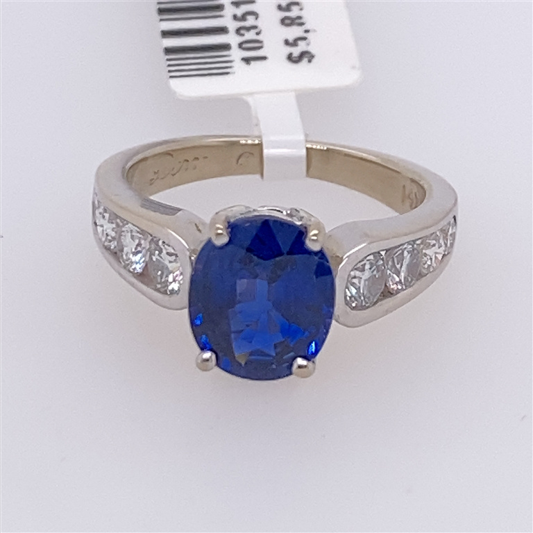 14k White Gold Diamond & Sapphire Ring