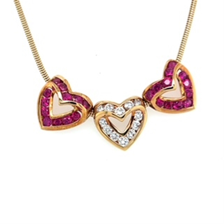 18k Gold Diamond & Ruby Necklace