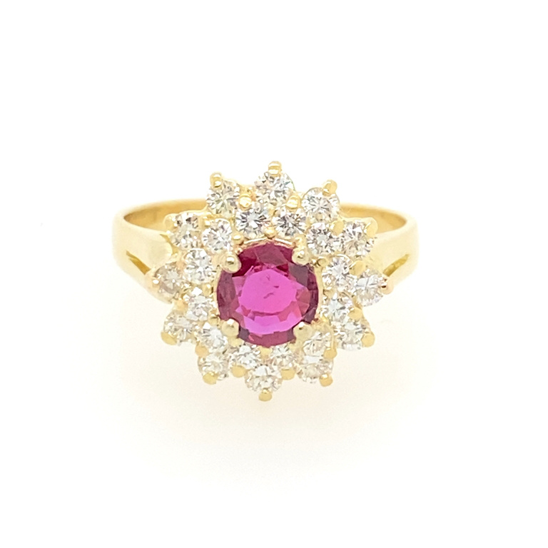 14k Yellow Gold Diamond & Ruby Ring