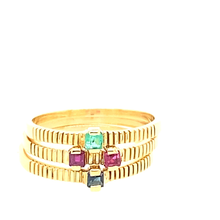 18k Yellow Gold Ruby & Sapphire Ring