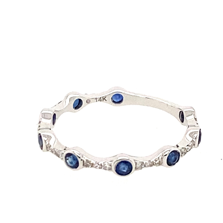 14k White Gold Diamond & Sapphire Ring