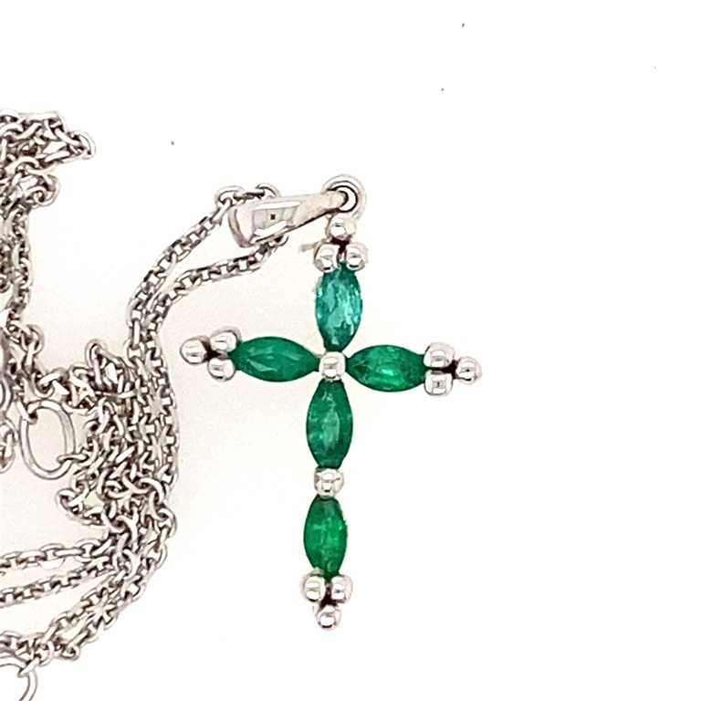 14k White Gold Emerald Necklace