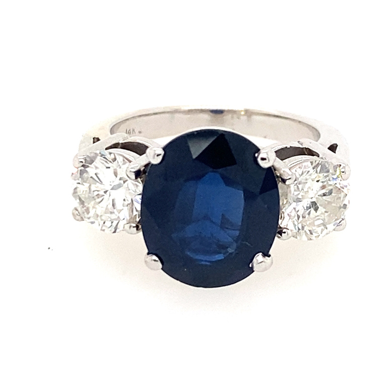 14k White Gold Diamond & Sapphire Ring