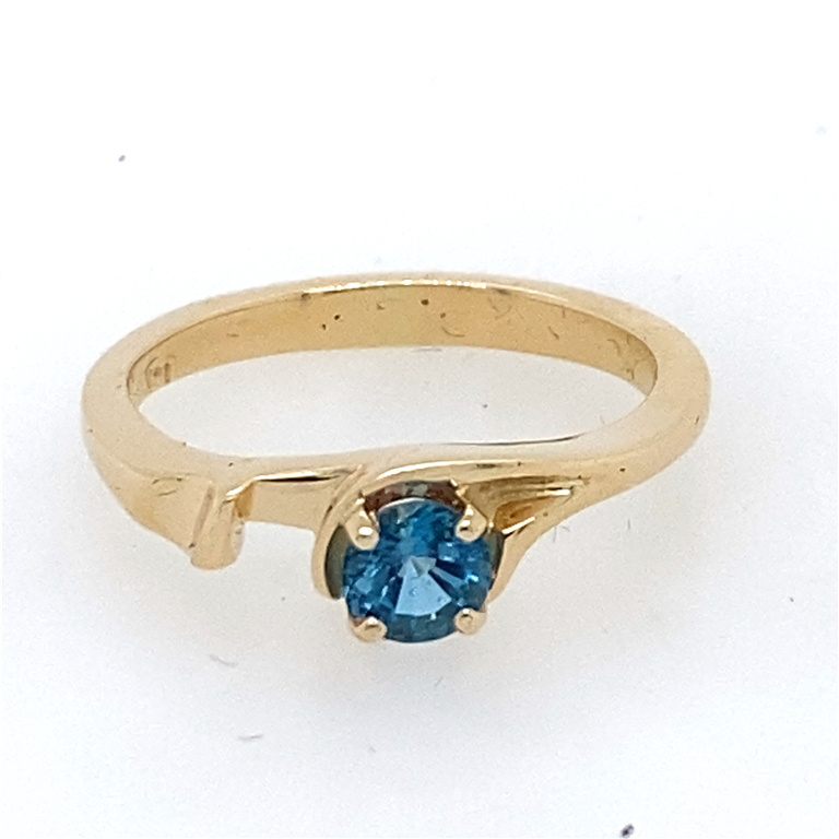 14k Yellow Gold Blue Topaz & Topaz Ring