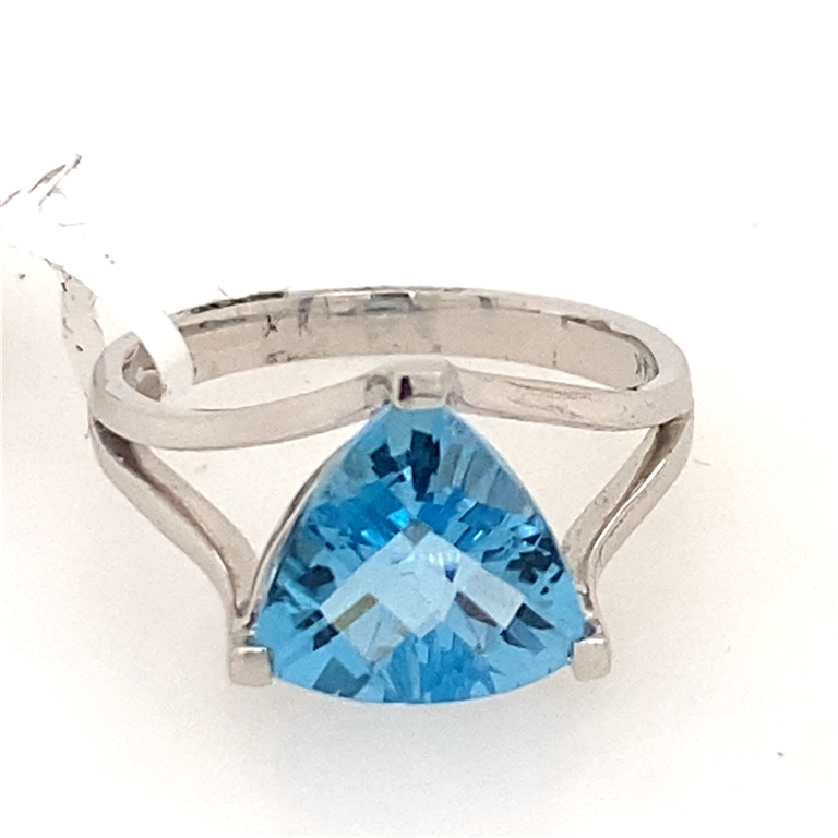 14k White Gold Blue Topaz & Topaz Ring