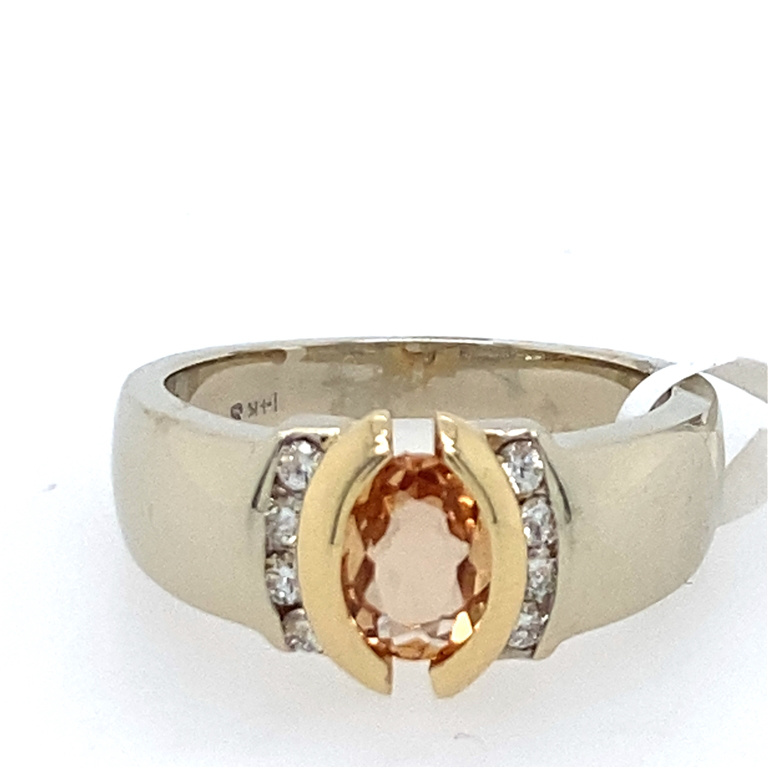 14k Yellow Gold Diamond & Topaz Ring