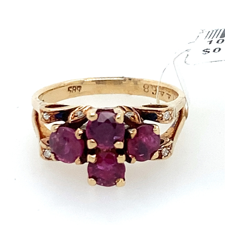 14k Yellow Gold Diamond & Garnet Ring