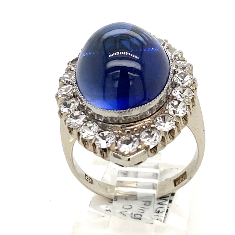 14k Yellow Gold Diamond & Sapphire Ring