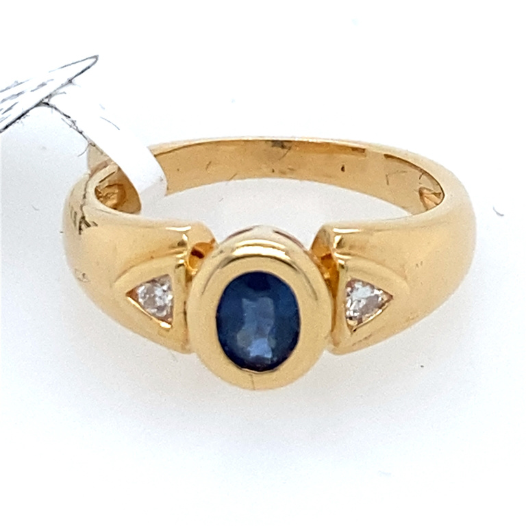 18k Yellow Gold Diamond & Sapphire Ring