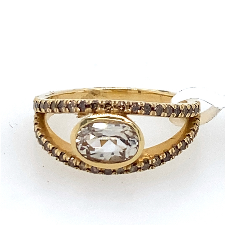 14k Rose Gold Diamond & Topaz Ring