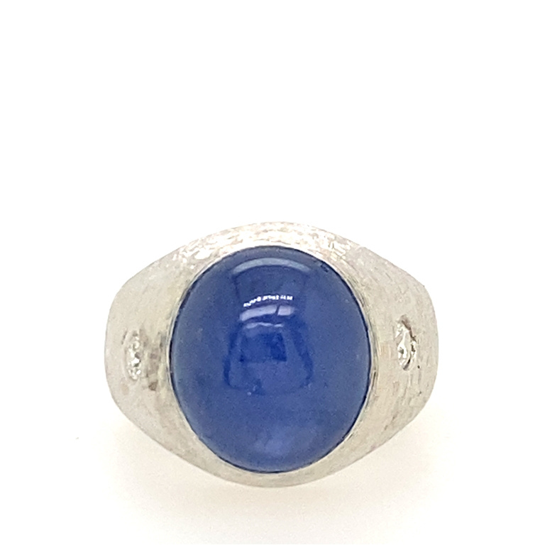 14k White Gold Diamond & Sapphire Ring